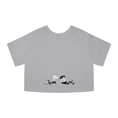 Self Checkout Cropped T-Shirt — Pink Retro Heart Graphic ("Every Night I Close My Eyes...")