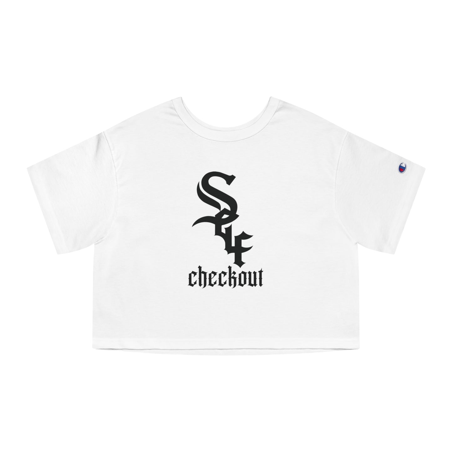 Self Checkout Cropped T-Shirt — Pink Retro Heart Graphic ("Every Night I Close My Eyes...")